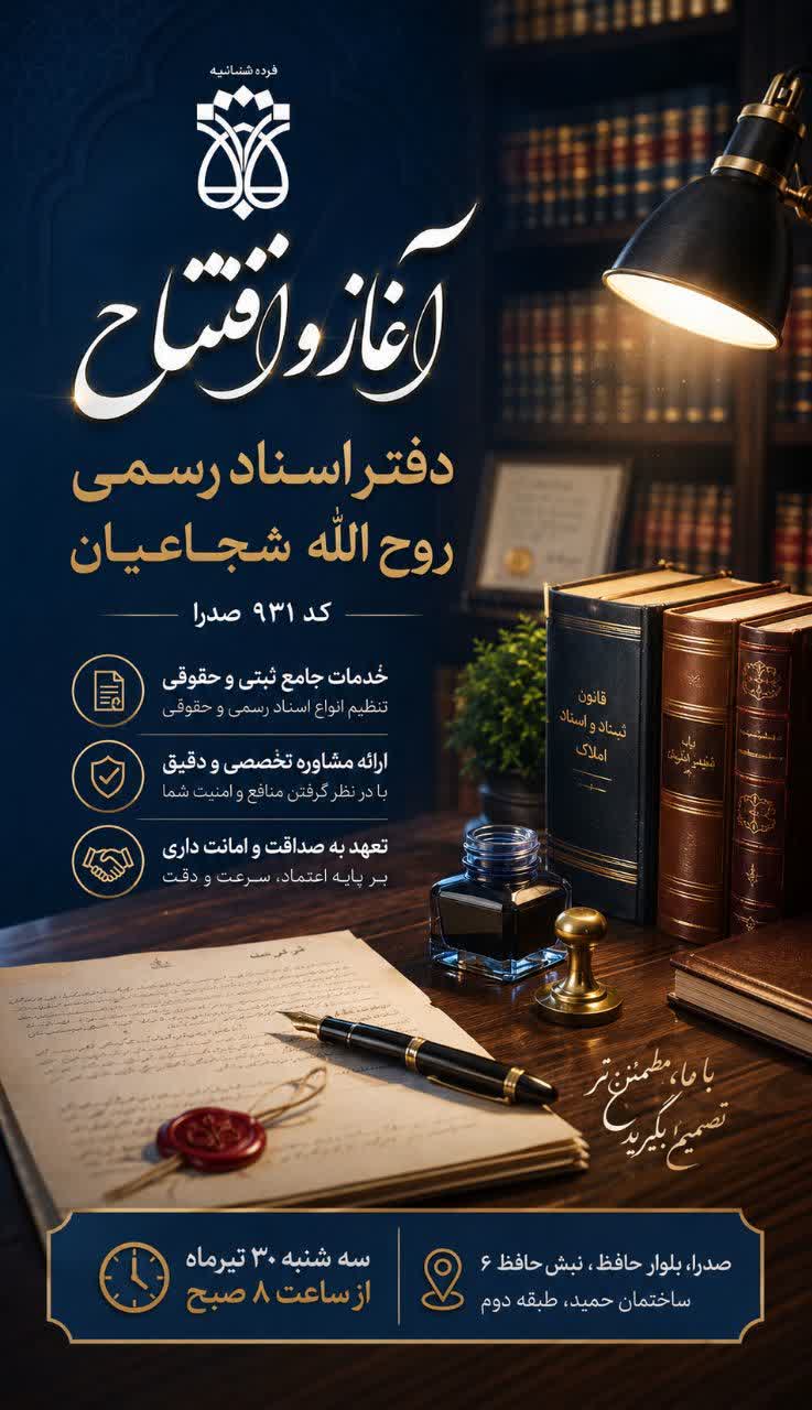 معرفی دفتر اسناد رسمی ۹۳۱ صدرا؛ مدیریت روح‌الله شجاعیان